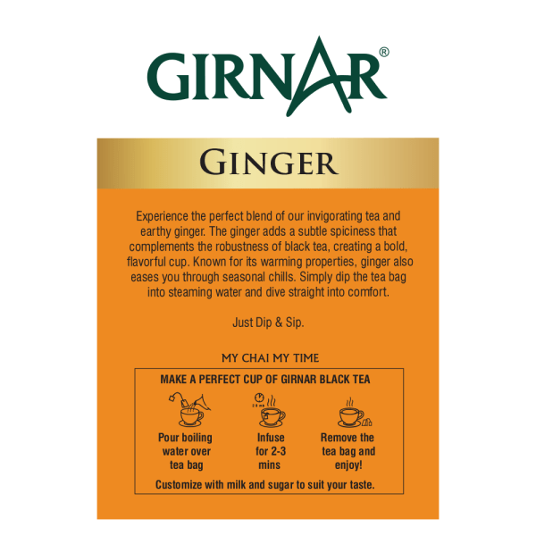 Girnar Ginger Black Tea Bags - 25Pcs - Image 3