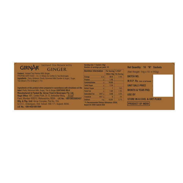 Girnar Instant Ginger 140g – 10Pcs - Image 4