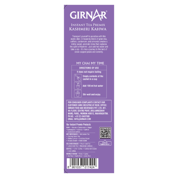 Girnar Instant Kashmiri Kahwa 100g – 10Pcs - Image 3