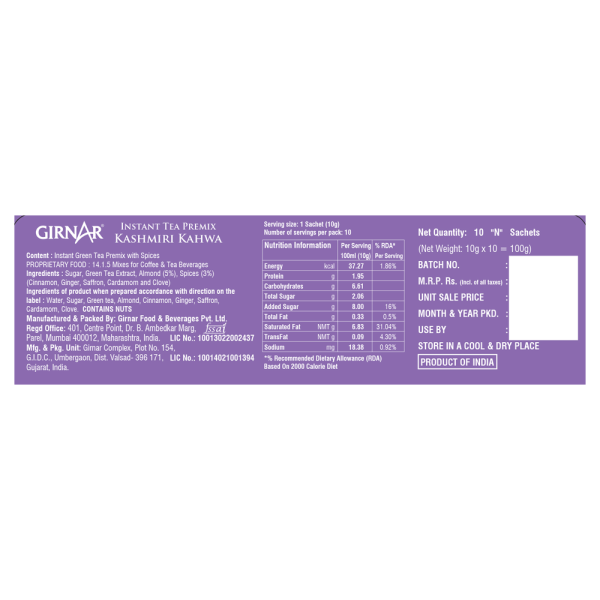 Girnar Instant Kashmiri Kahwa 100g – 10Pcs - Image 4