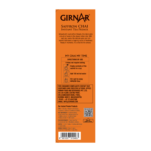 Girnar Instant Premix Saffron Chai (10 Sachets) - Image 2